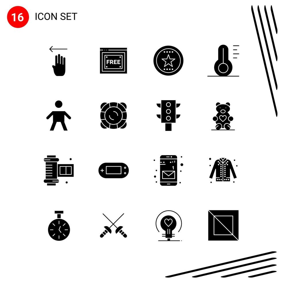 Collection of 16 Vector Icons in solid style Pixle Perfect Glyph Symbols for Web and Mobile Solid Icon Signs on White Background 16 Icons Creative Black Icon vector background