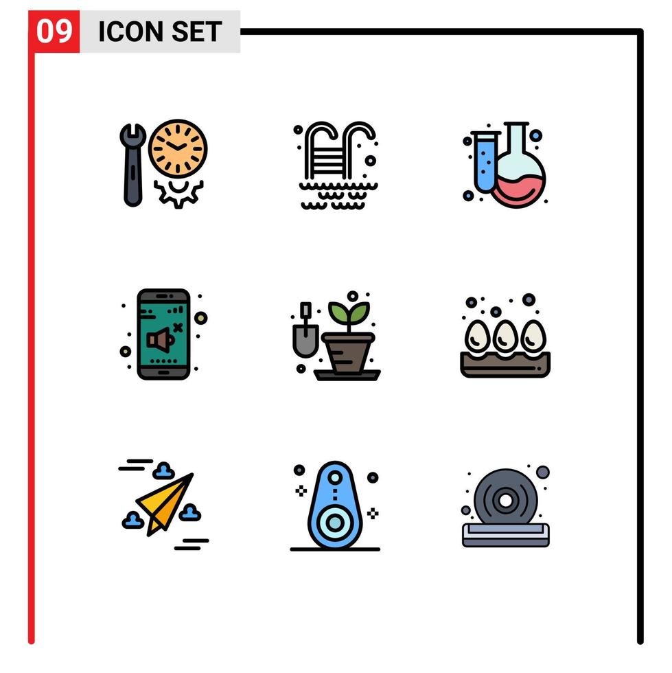 Universal Icon Symbols Group of 9 Modern Filledline Flat Colors of hobbies control back to school volume off Editable Vector Design Elements