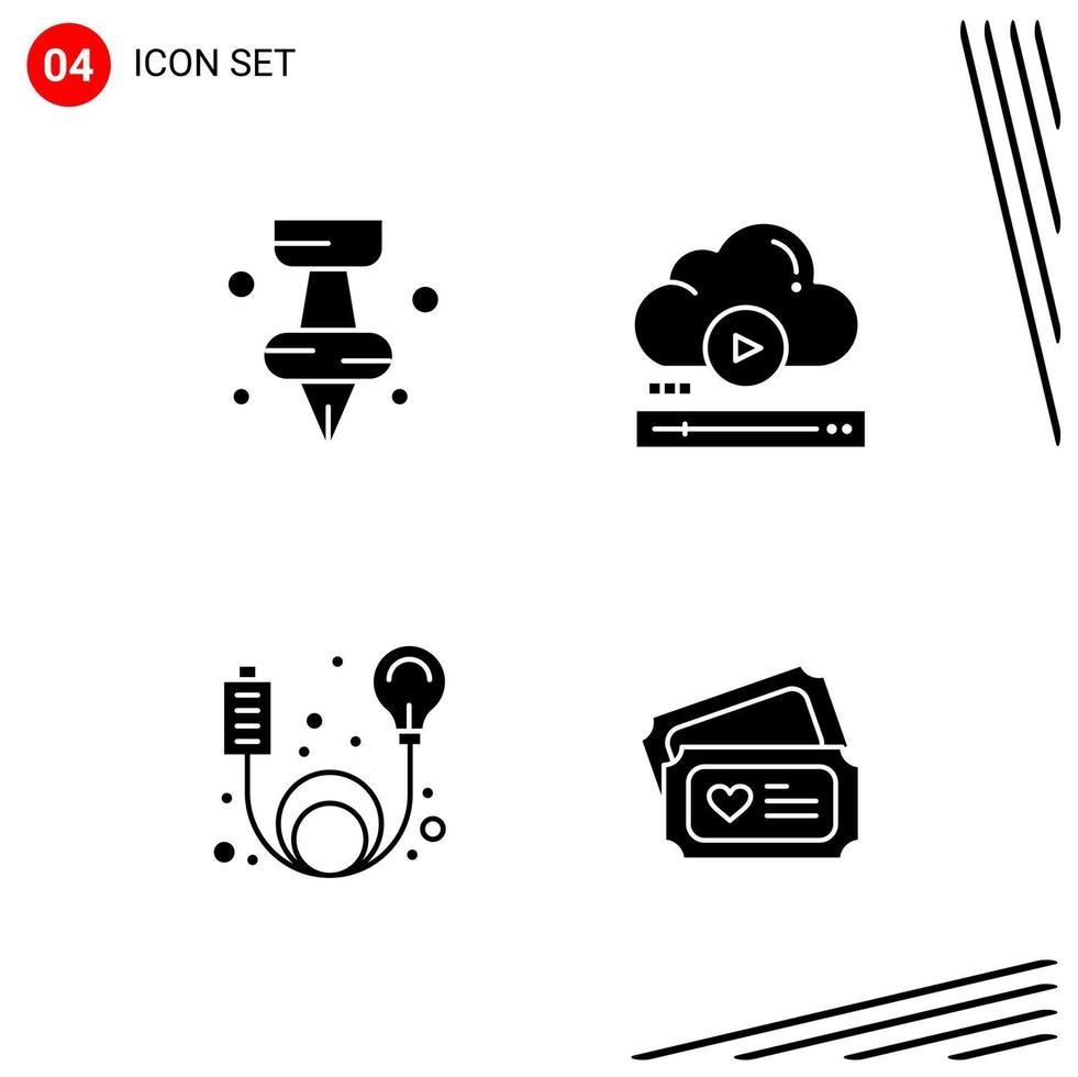 Collection of 4 Vector Icons in solid style Pixle Perfect Glyph Symbols for Web and Mobile Solid Icon Signs on White Background 4 Icons Creative Black Icon vector background
