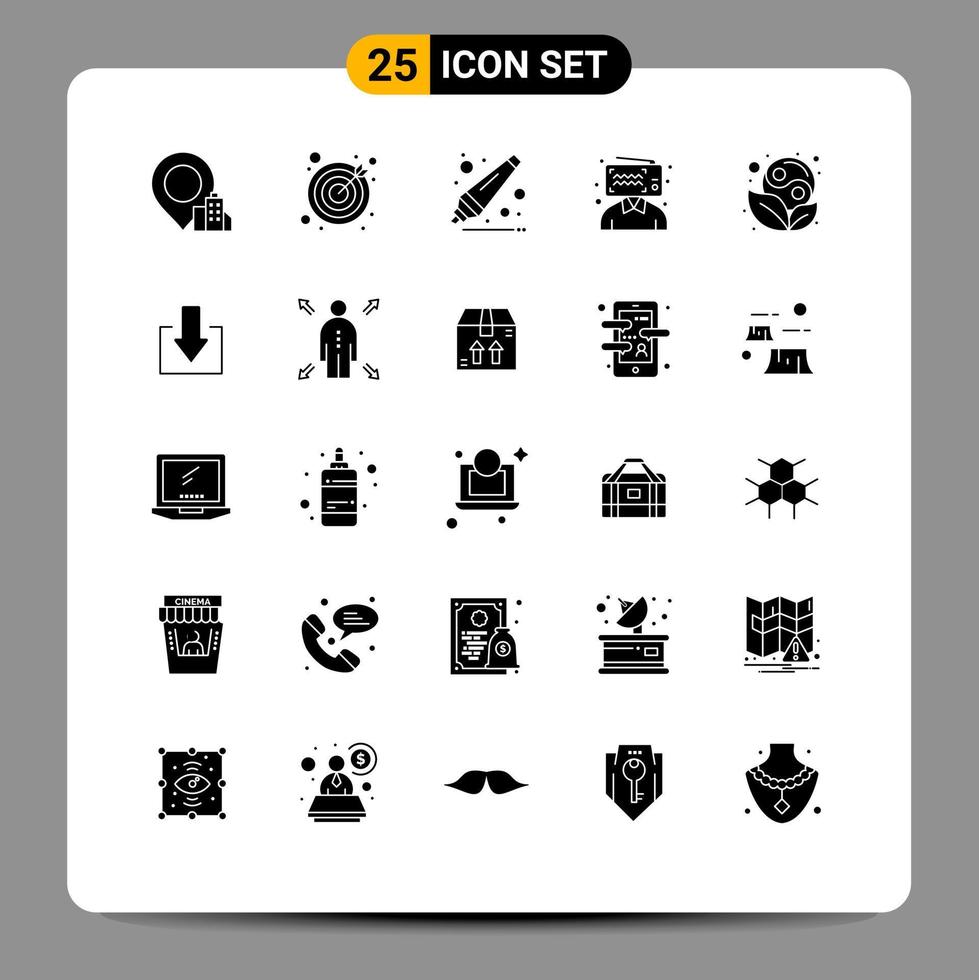 Set of 25 Commercial Solid Glyphs pack for arrow yin remover yang influencer Editable Vector Design Elements