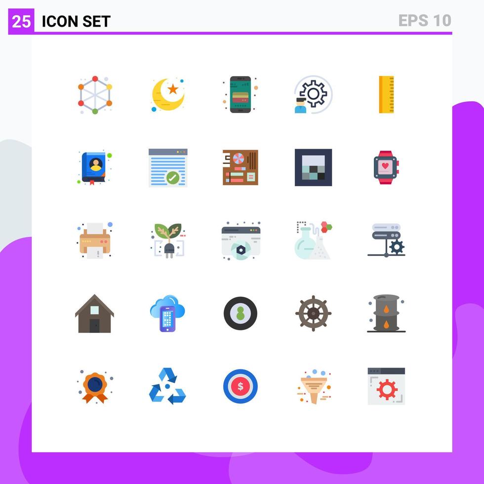 Group of 25 Modern Flat Colors Set for education process atm card development coding Editable Vector Design Elements