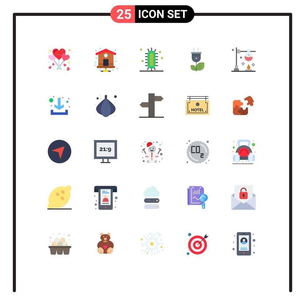 25 Universal Flat Colors Set for Web and Mobile Applications chemistry power experiment plug biomass Editable Vector Design Elements