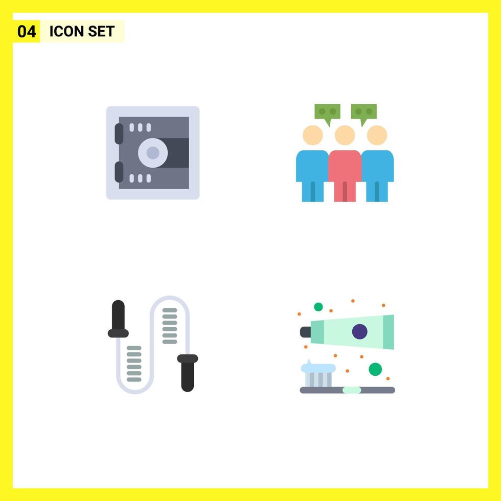 4 Creative Icons Modern Signs and Symbols of locker skipping communication jumping brush Editable Vector Design Elements