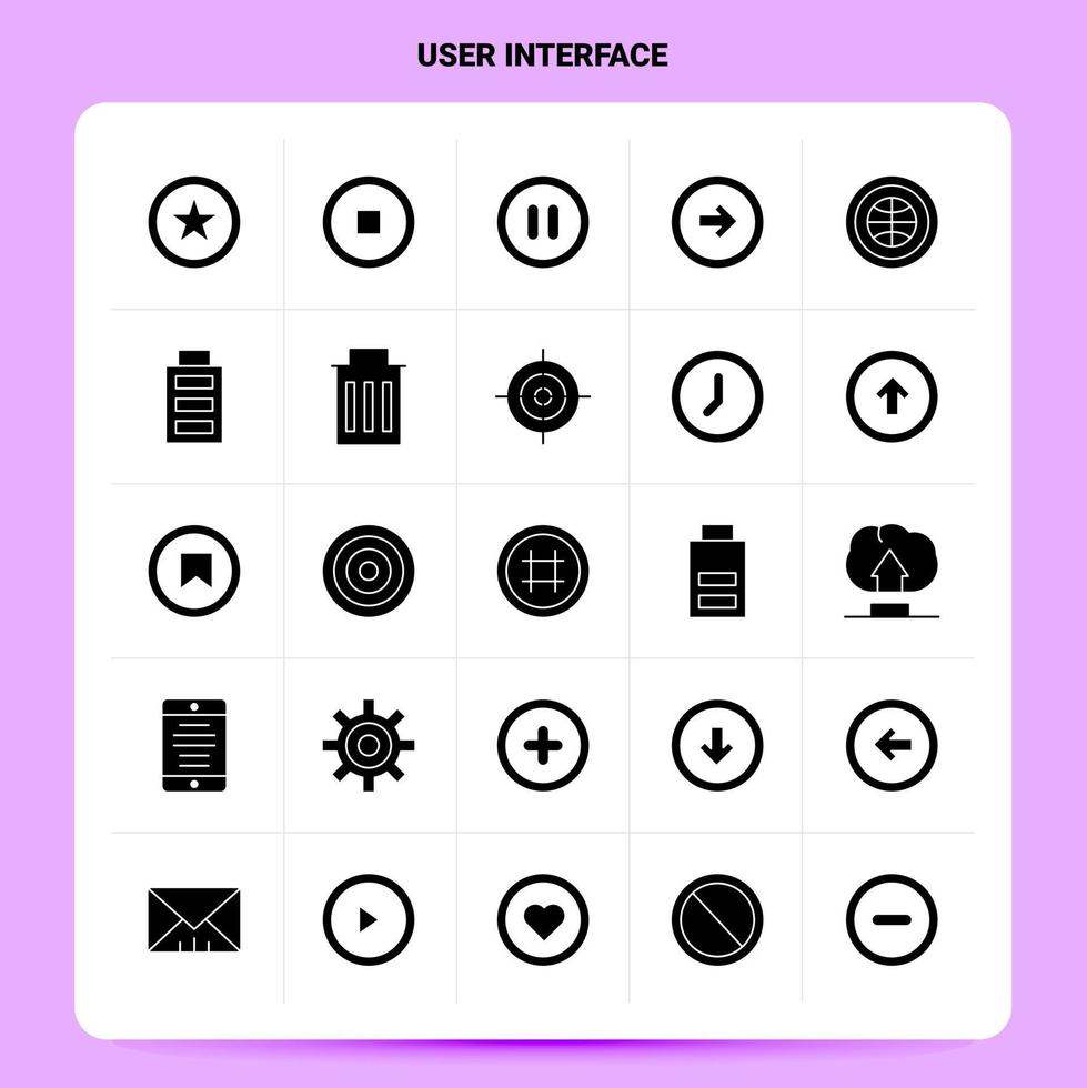 conjunto de iconos de interfaz de usuario sólido 25 diseño de estilo de glifo vectorial conjunto de iconos negros diseño de ideas de negocios web y móvil ilustración vectorial vector