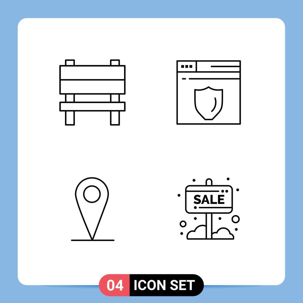4 Line concept for Websites Mobile and Apps bench pin interior shield info board Editable Vector Design Elements