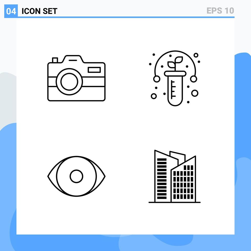 Modern 4 Line style icons Outline Symbols for general use Creative Line Icon Sign Isolated on White Background 4 Icons Pack Creative Black Icon vector background