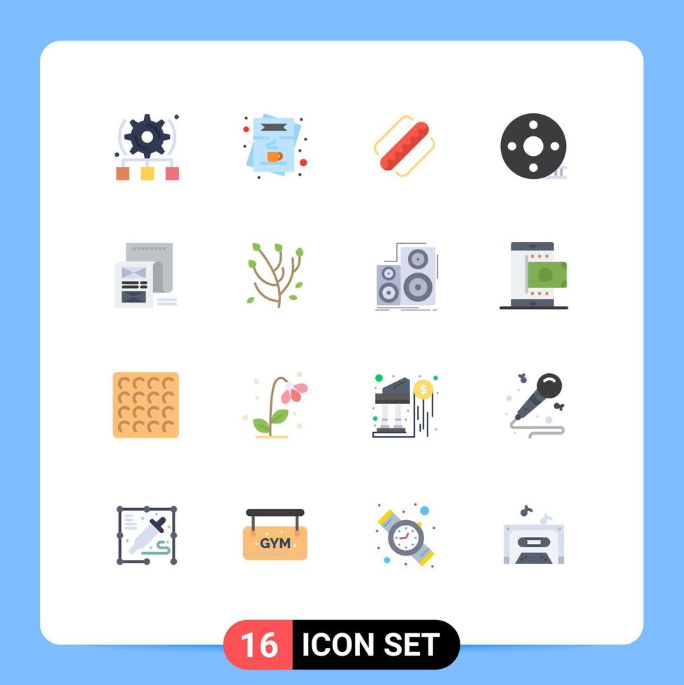 Group of 16 Modern Flat Colors Set for filmmaking clapper order cinematography states Editable Pack of Creative Vector Design Elements