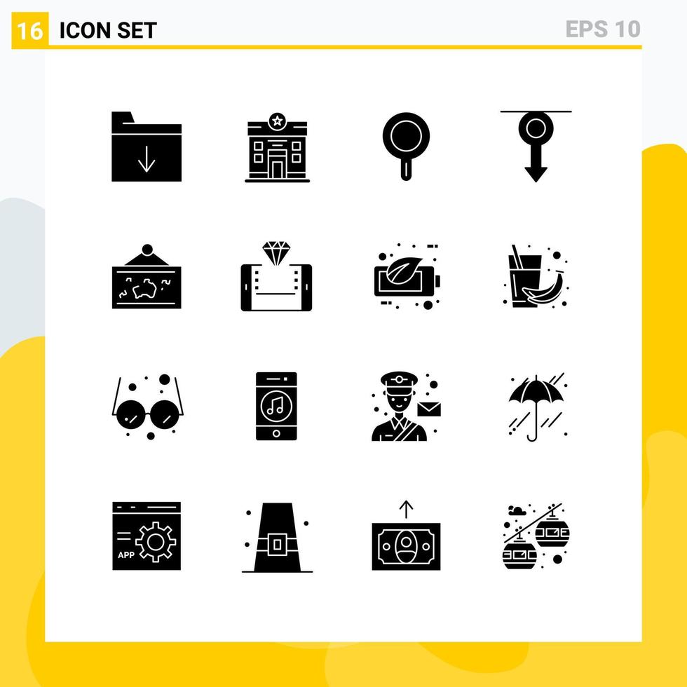 Universal Icon Symbols Group of 16 Modern Solid Glyphs of hang frame pan men male Editable Vector Design Elements
