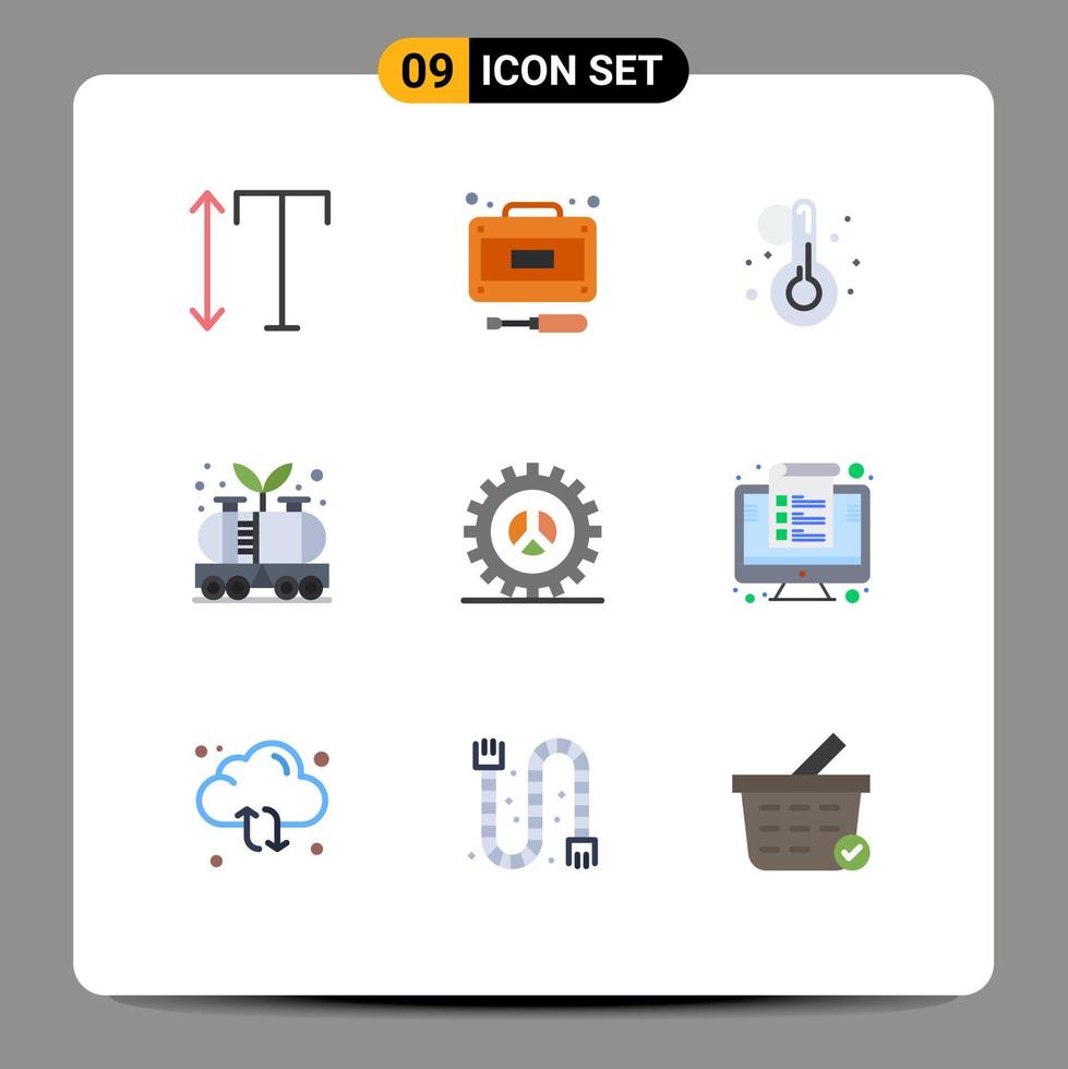 9 iconos creativos signos y símbolos modernos de opciones de configuración aceite de tanque de temperatura elementos de diseño vectorial editables vector