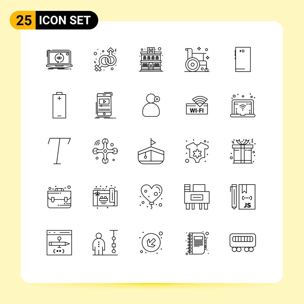 paquete de 25 signos y símbolos de líneas modernas para medios de impresión web, como elementos de diseño de vectores editables de enfermedad de venus de salud telefónica