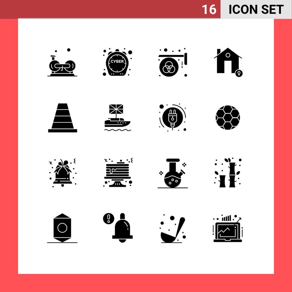 Editable Vector Line Pack of 16 Simple Solid Glyphs of location estate offer buildings palette Editable Vector Design Elements