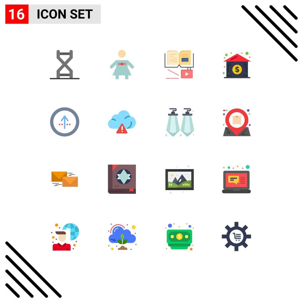 Set of 16 Modern UI Icons Symbols Signs for direction arrow growth real estate dollar house Editable Pack of Creative Vector Design Elements