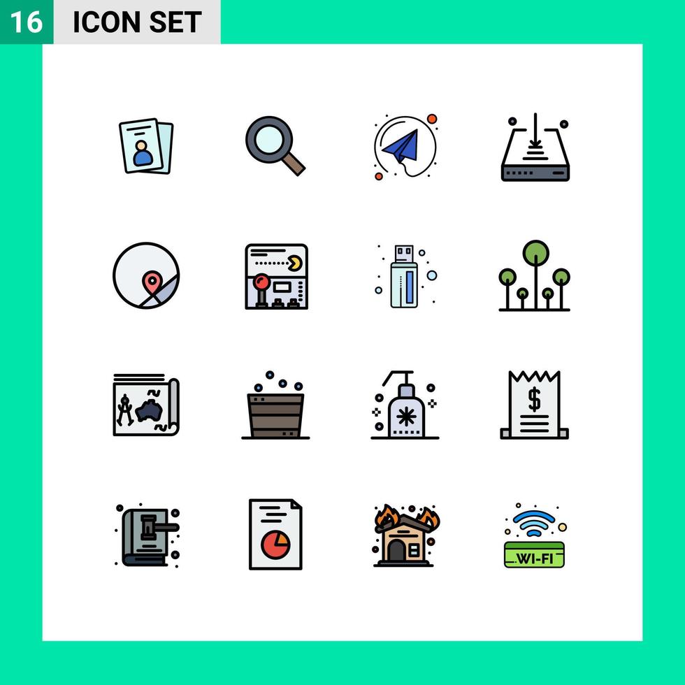 Set of 16 Modern UI Icons Symbols Signs for location basic email save down Editable Creative Vector Design Elements