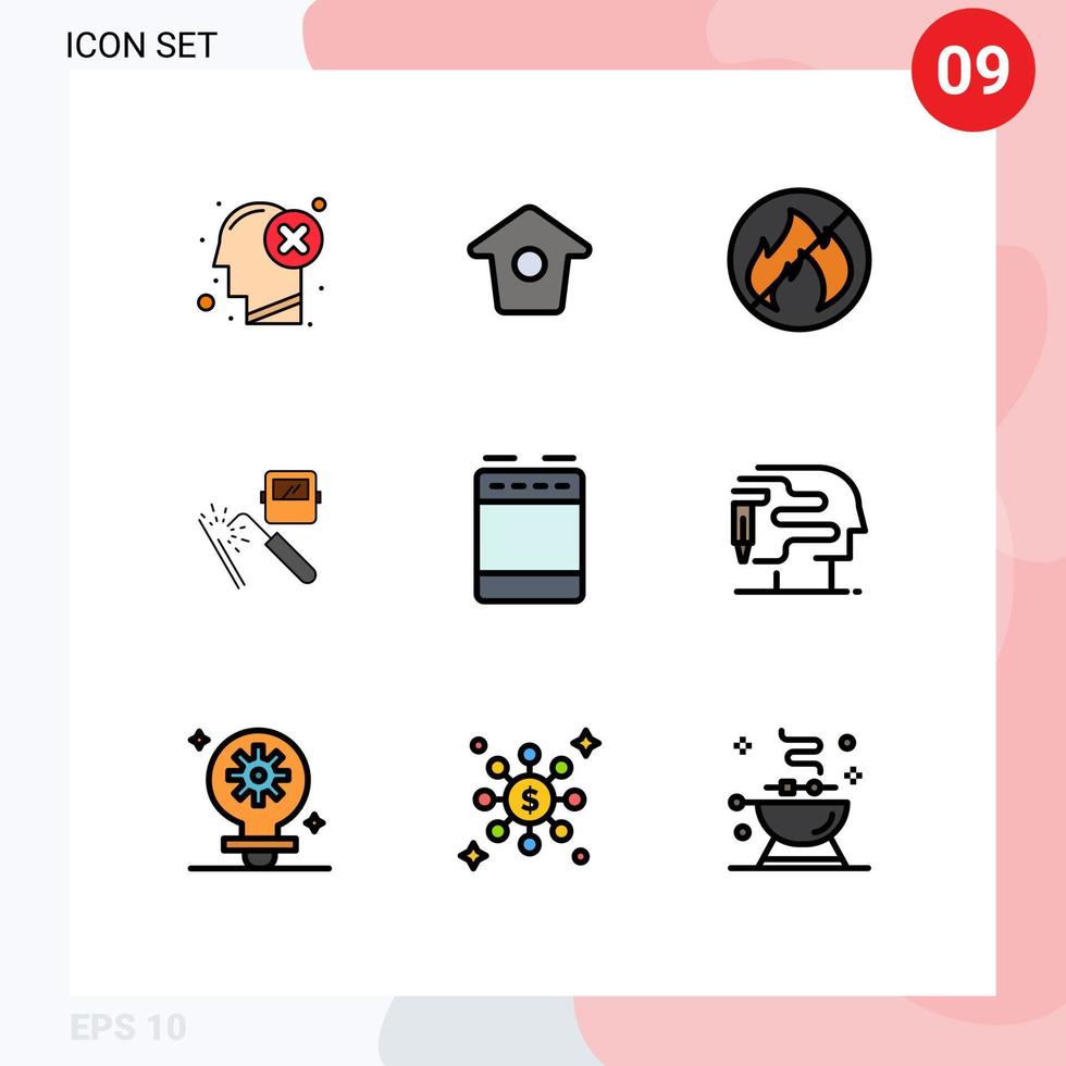 9 Creative Icons Modern Signs and Symbols of gas industry camping factory machine Editable Vector Design Elements