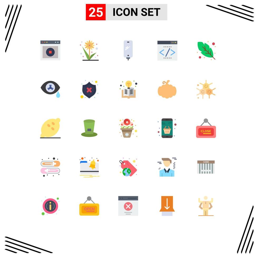 Pack of 25 Modern Flat Colors Signs and Symbols for Web Print Media such as seo interface sunflower engine charging Editable Vector Design Elements