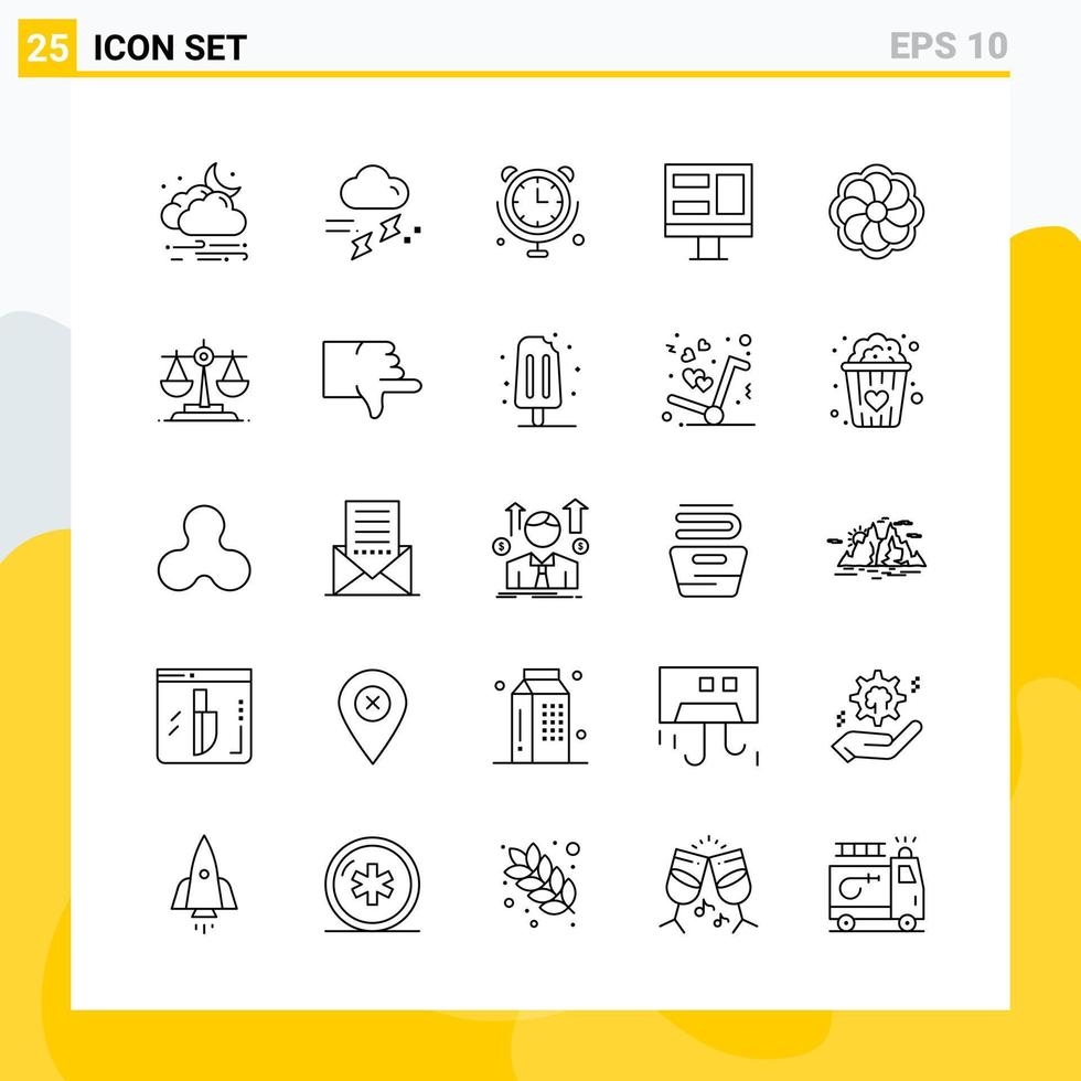 Collection of 25 Universal Line Icons Icon Set for Web and Mobile Creative Black Icon vector background