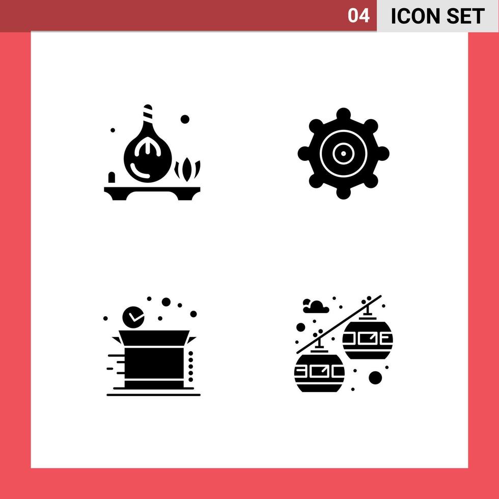 Group of 4 Solid Glyphs Signs and Symbols for herb shipping aroma box transportation Editable Vector Design Elements