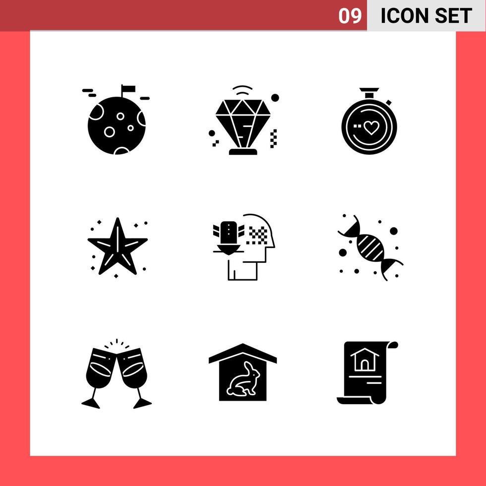 paquete de 9 iconos símbolos de glifo de estilo sólido sobre fondo blanco signos simples para el diseño general fondo de vector de icono negro creativo