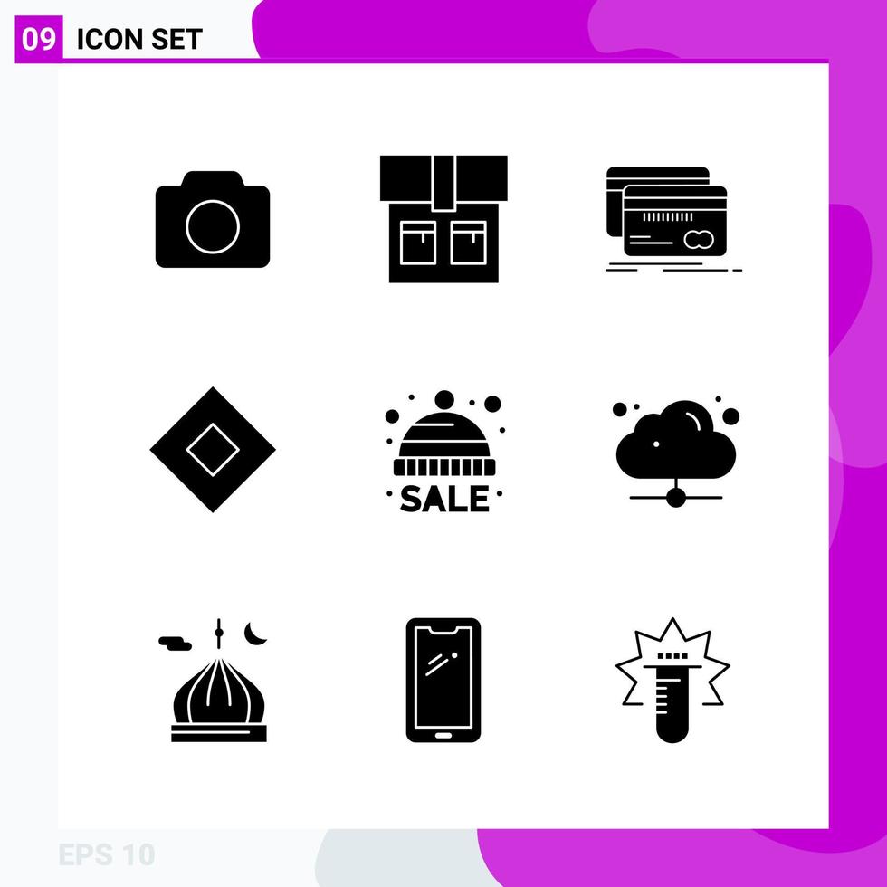 Solid Icon set Pack of 9 Glyph Icons isolated on White Background for Web Print and Mobile Creative Black Icon vector background