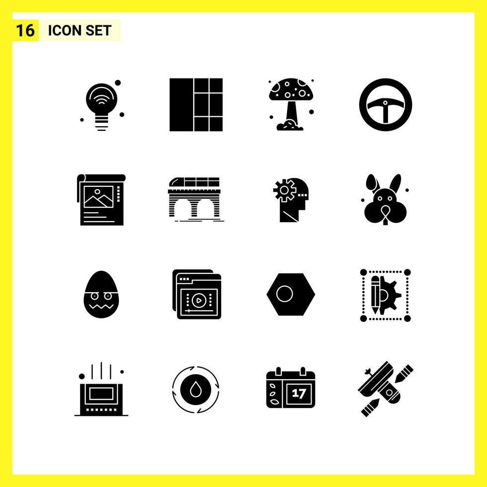 16 Icon Set Simple Solid Symbols Glyph Sign on White Background for Website Design Mobile Applications and Print Media Creative Black Icon vector background