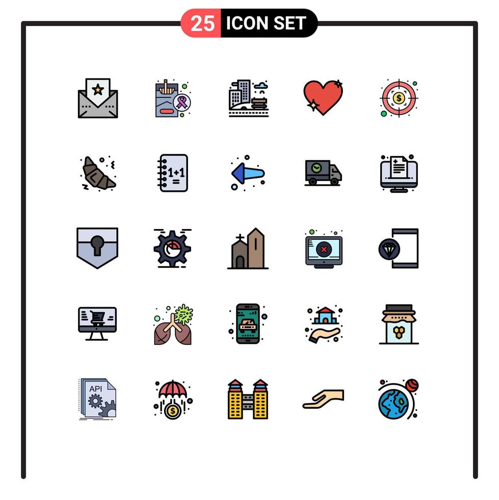 paquete de iconos de vector de stock de 25 signos y símbolos de línea para el informe de inversión elementos de diseño de vector editables de amor favorito de vida