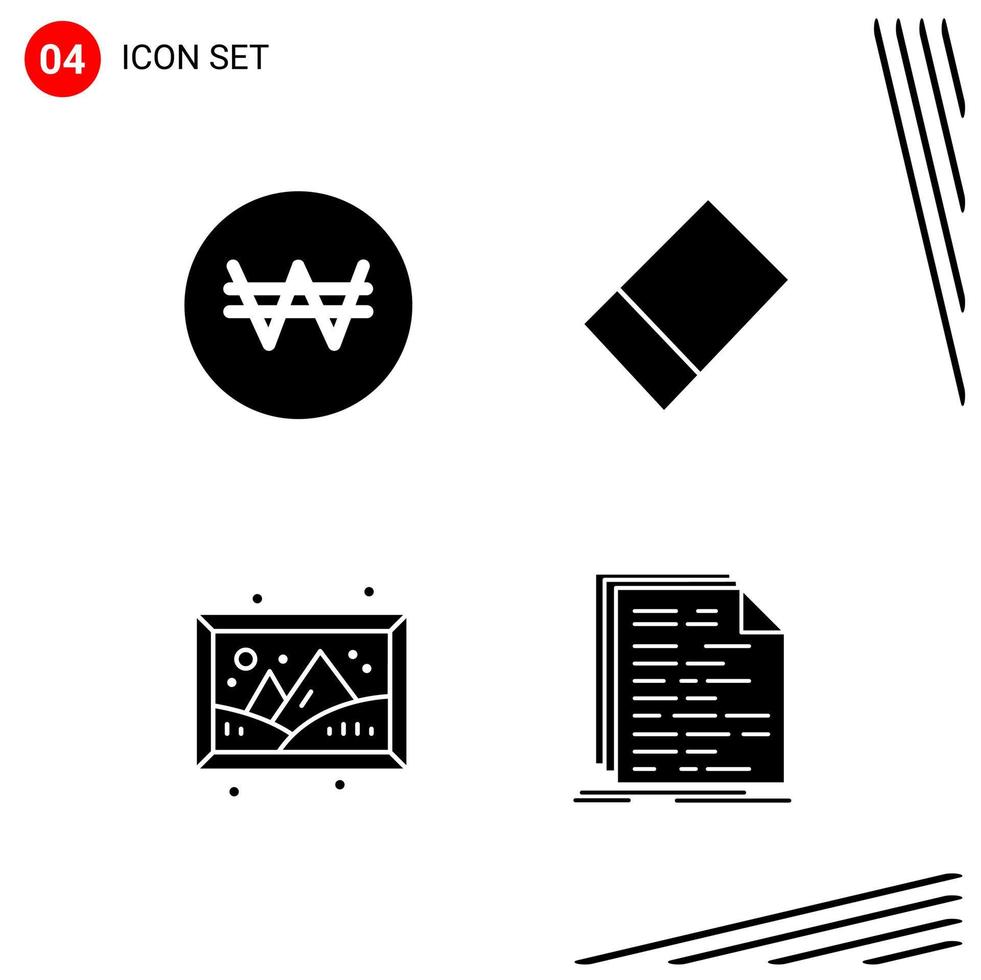 Collection of 4 Vector Icons in solid style Pixle Perfect Glyph Symbols for Web and Mobile Solid Icon Signs on White Background 4 Icons Creative Black Icon vector background