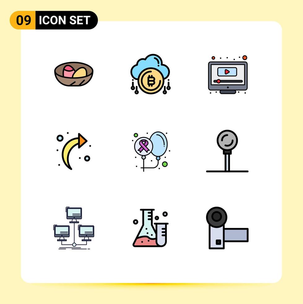 9 Filledline Flat Color concept for Websites Mobile and Apps balloons back d arrow screen Editable Vector Design Elements