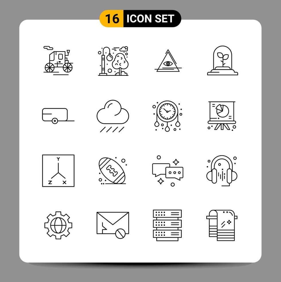 16 Black Icon Pack Outline Symbols Signs for Responsive designs on white background 16 Icons Set Creative Black Icon vector background