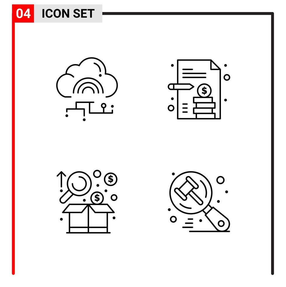 4 General Icons for website design print and mobile apps 4 Outline Symbols Signs Isolated on White Background 4 Icon Pack Creative Black Icon vector background