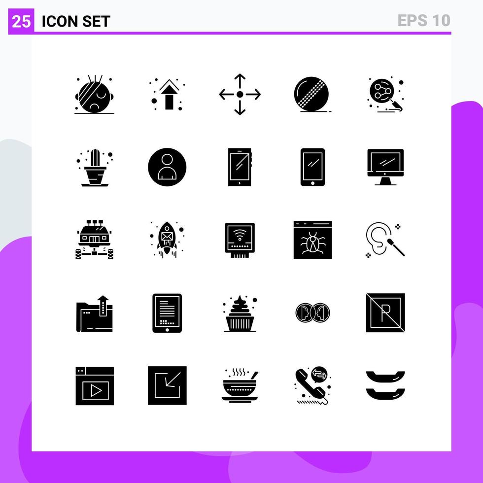 Set of 25 Modern UI Icons Symbols Signs for social network arrow sport cricket Editable Vector Design Elements