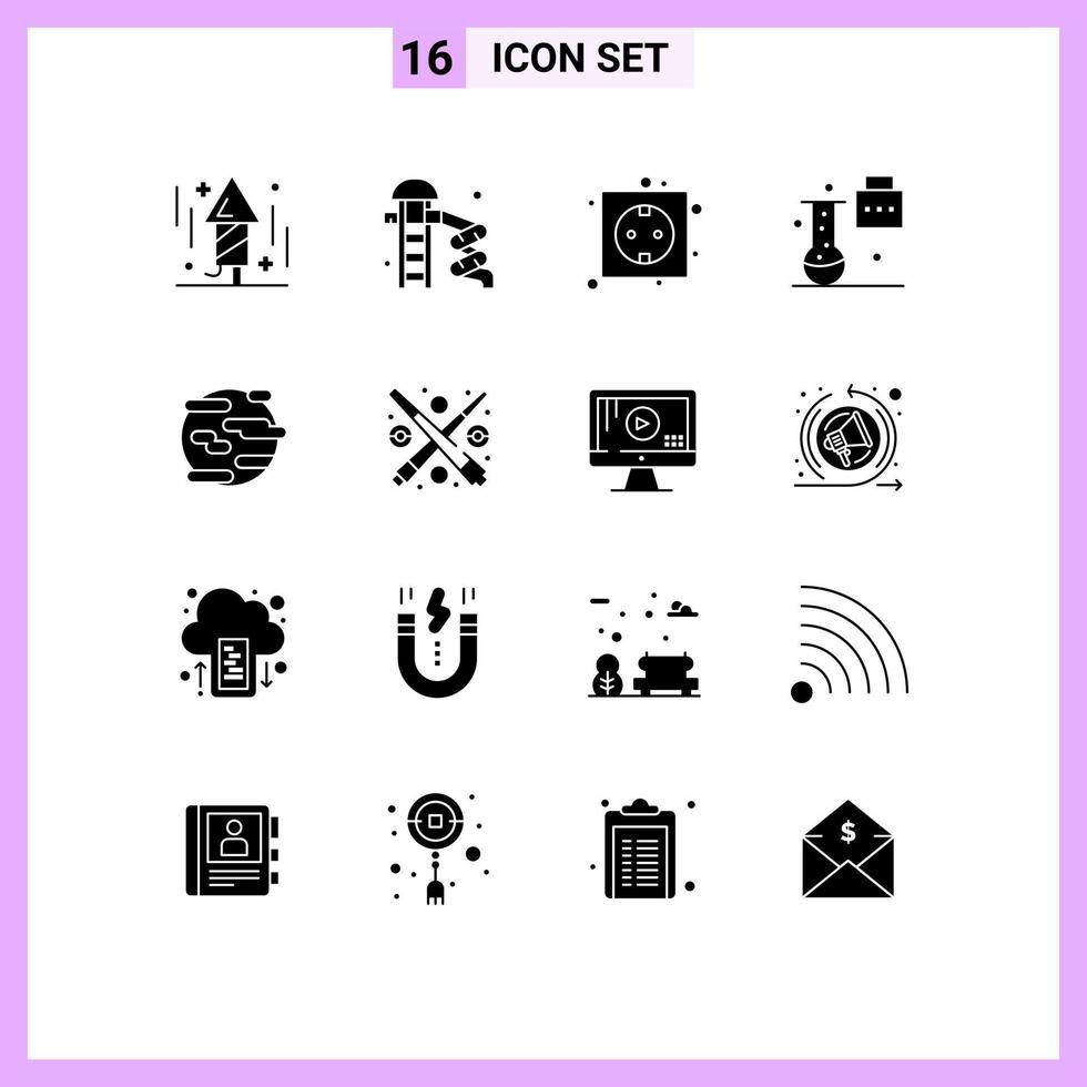 16 Solid Glyph concept for Websites Mobile and Apps science portfolio science education board new science concepts power Editable Vector Design Elements