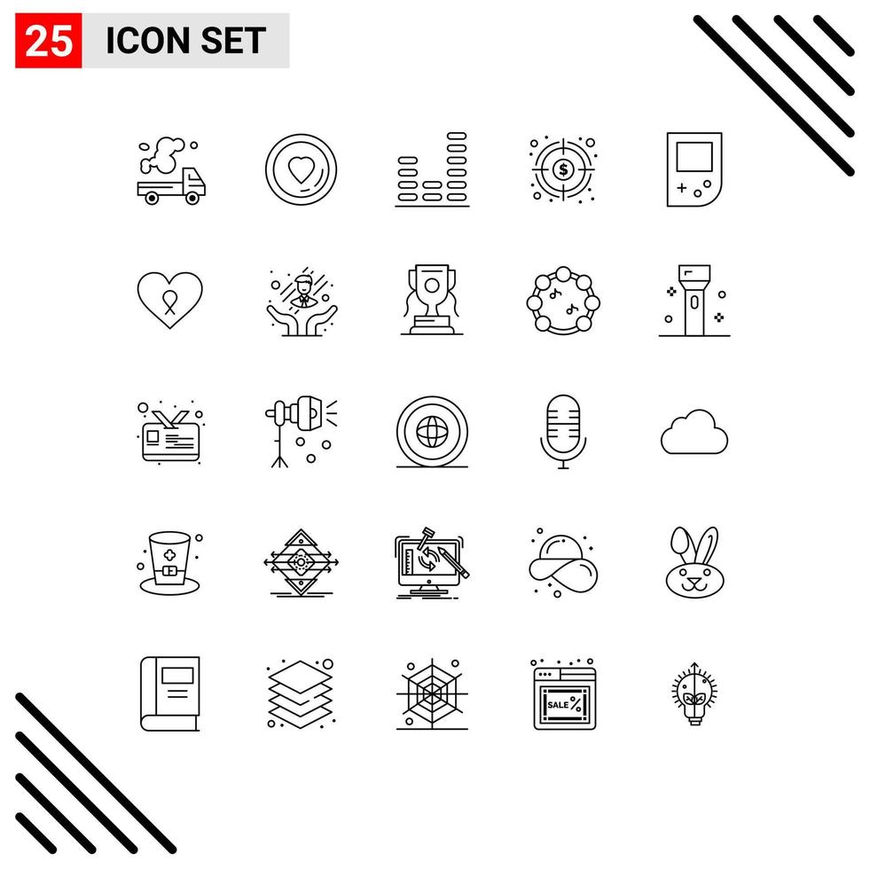 25 Line concept for Websites Mobile and Apps target fund valentine financial sound Editable Vector Design Elements