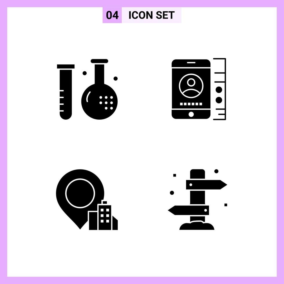 4 Icons in Solid Style Glyph Symbols on White Background Creative Vector Signs for Web mobile and Print Creative Black Icon vector background