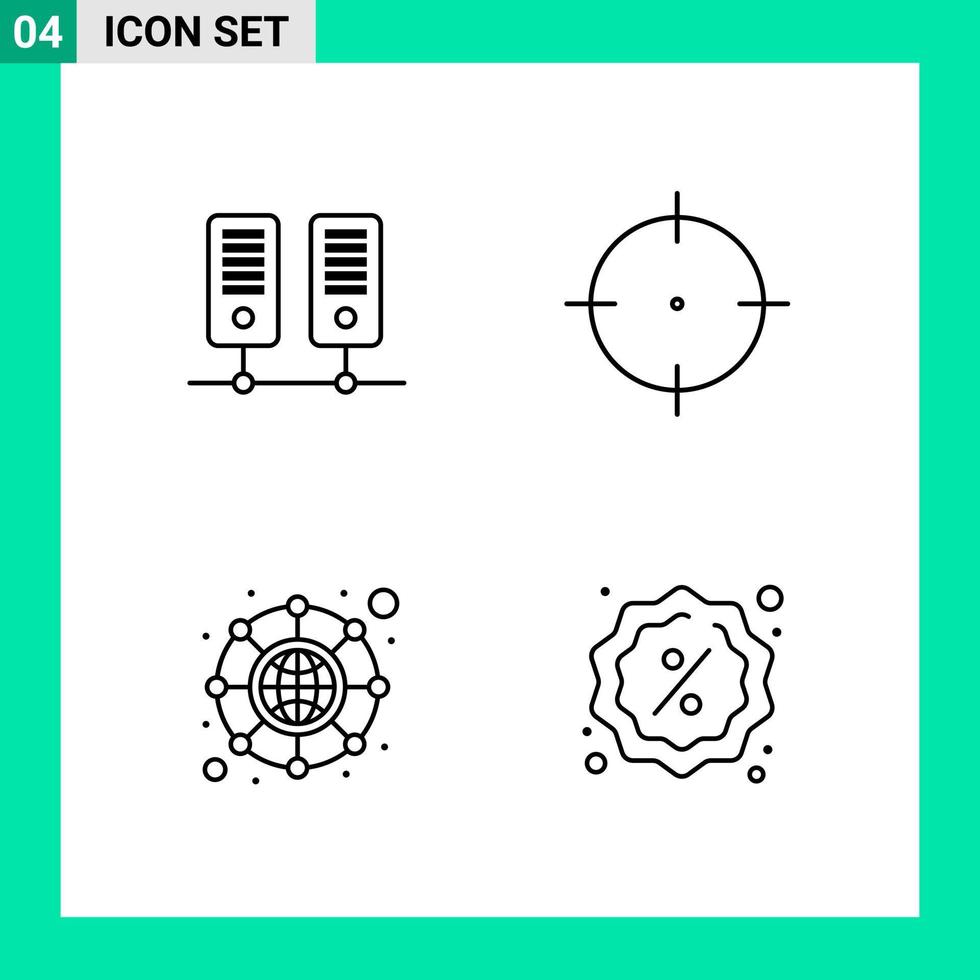 paquete de 4 iconos de estilo de línea establece símbolos de contorno para imprimir signos creativos aislados en fondo blanco 4 conjunto de iconos creativo fondo de vector de icono negro