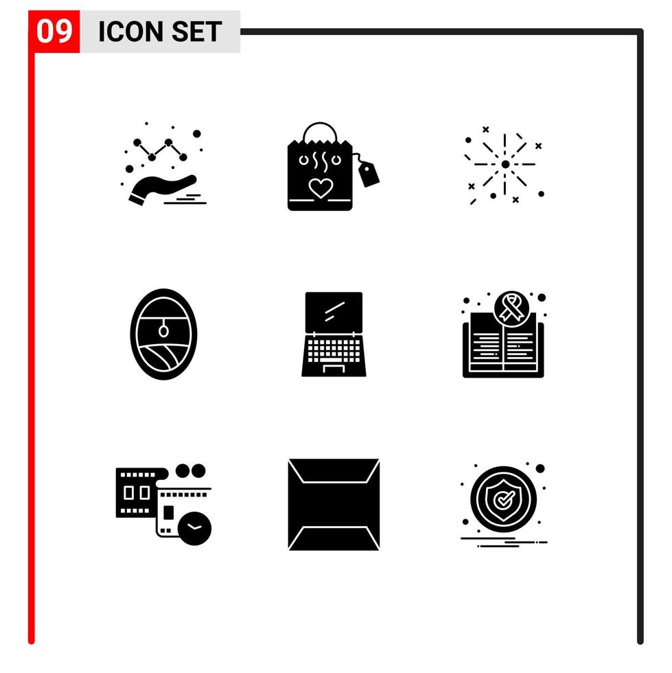 9 glifos sólidos vectoriales temáticos y símbolos editables de elementos de diseño vectorial editables de la ventana del monitor de vacaciones del dispositivo móvil vector