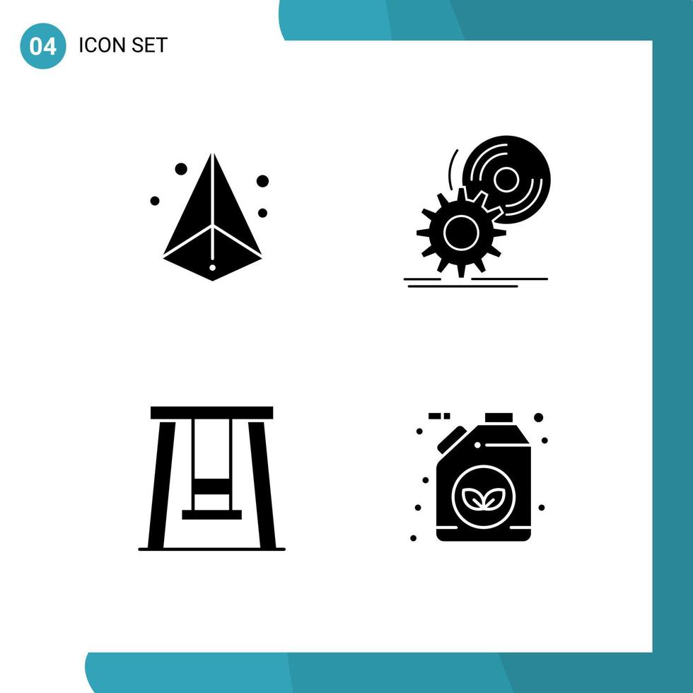 4 Universal Solid Glyph Signs Symbols of box kids printing install swing Editable Vector Design Elements