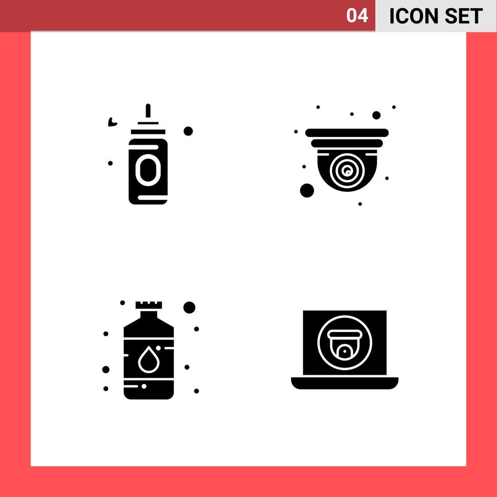 4 Icon Pack Solid Style Glyph Symbols on White Background Simple Signs for general designing Creative Black Icon vector background