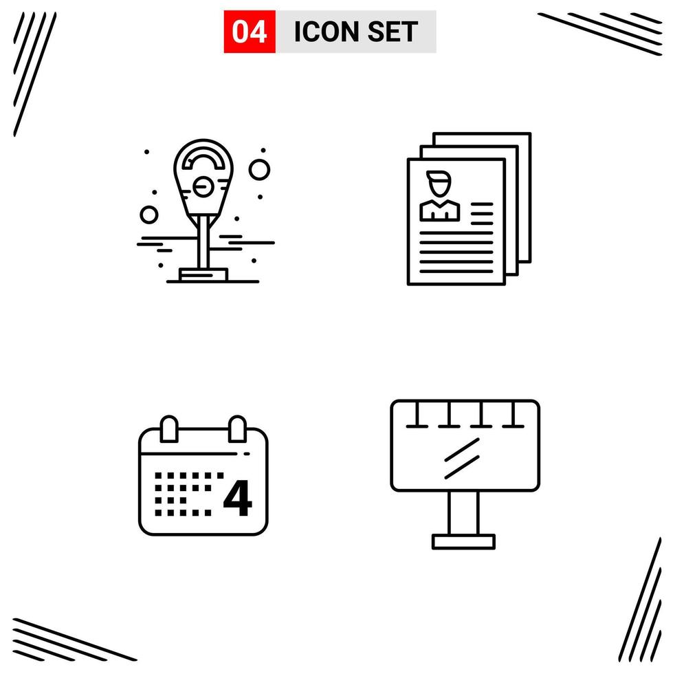 4 Icons Line Style Grid Based Creative Outline Symbols for Website Design Simple Line Icon Signs Isolated on White Background 4 Icon Set Creative Black Icon vector background