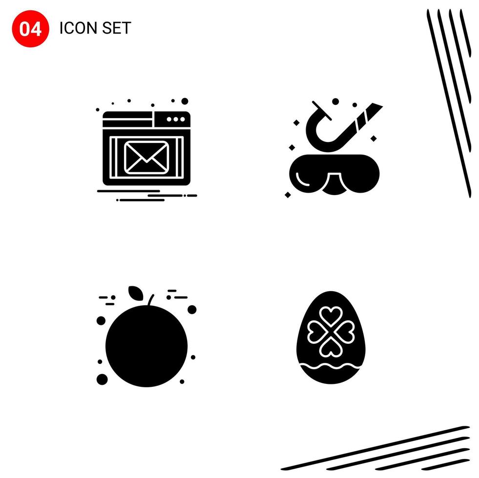 Collection of 4 Vector Icons in solid style Pixle Perfect Glyph Symbols for Web and Mobile Solid Icon Signs on White Background 4 Icons Creative Black Icon vector background