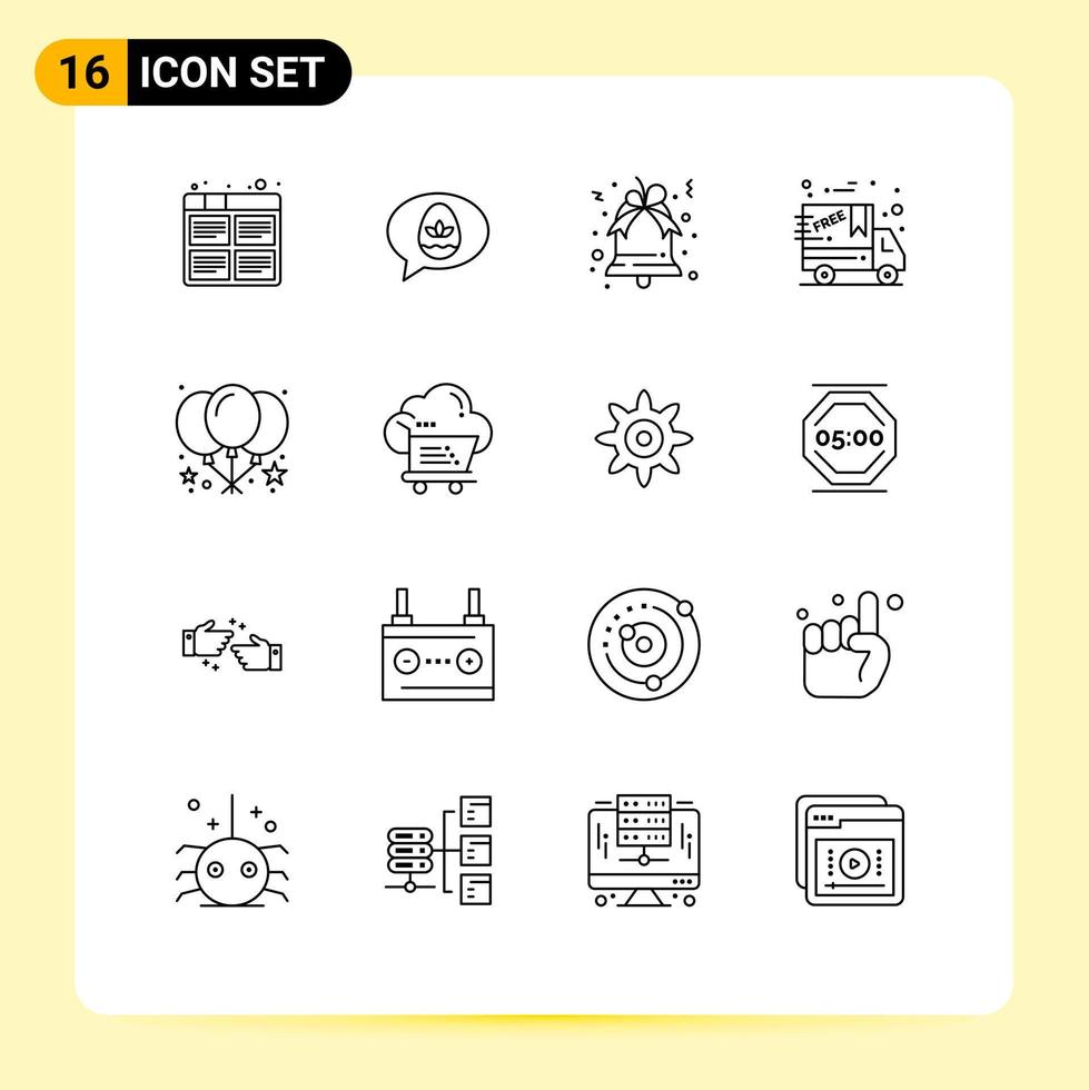 16 Outline concept for Websites Mobile and Apps party balloon nature delivery black friday Editable Vector Design Elements