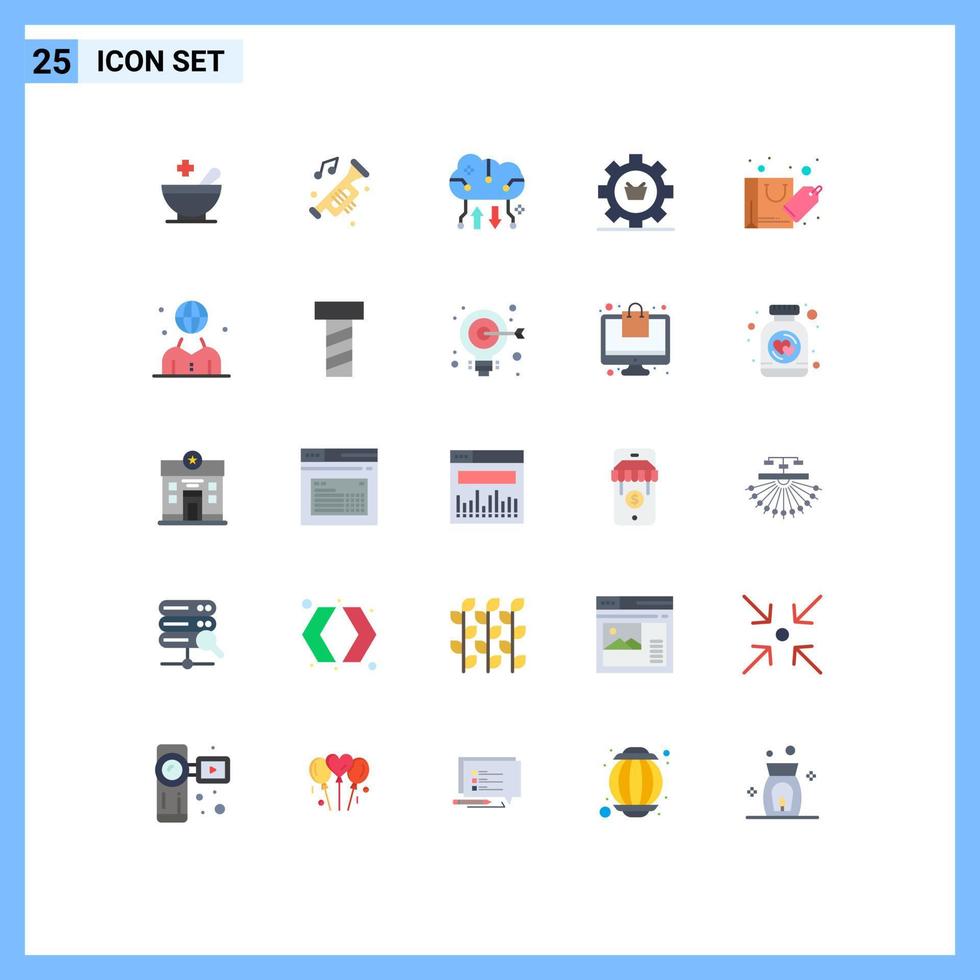 Set of 25 Modern UI Icons Symbols Signs for gear e cloud backup configuration online storage Editable Vector Design Elements