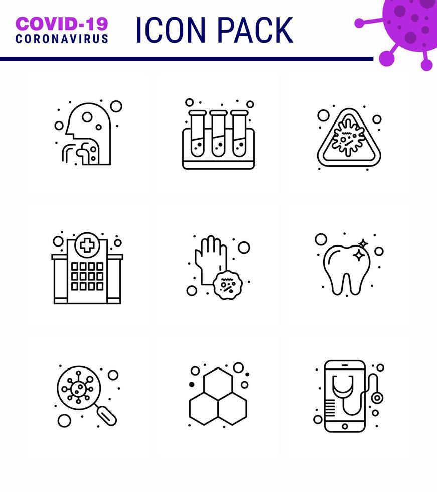 Coronavirus awareness icons 9 Line icon Corona Virus Flu Related such as  nursing hospital alert healthcare virus viral coronavirus 2019nov disease Vector Design Elements