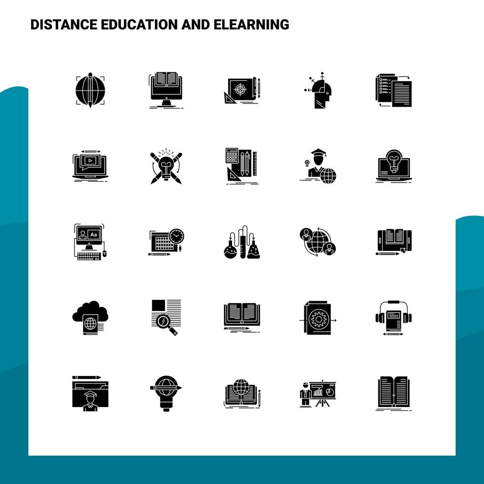 25 Distance Education and Elearning Icon set Solid Glyph Icon Vector Illustration Template For Web and Mobile Ideas for business company