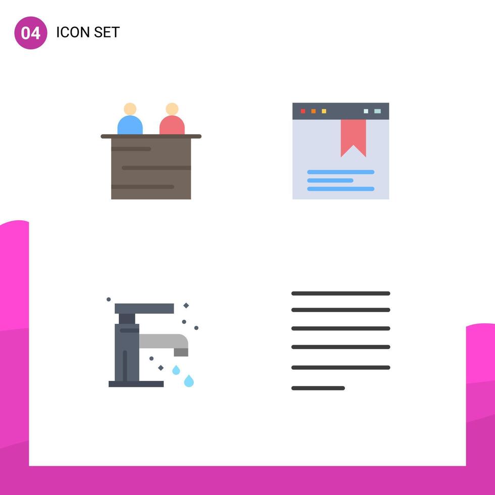 4 Thematic Vector Flat Icons and Editable Symbols of business sink teamwork website align Editable Vector Design Elements