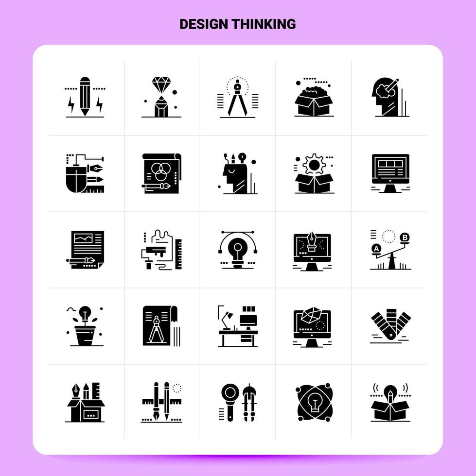 conjunto de iconos de pensamiento de diseño sólido 25 diseño de estilo de glifo vectorial conjunto de iconos negros diseño de ideas de negocios web y móviles ilustración vectorial vector