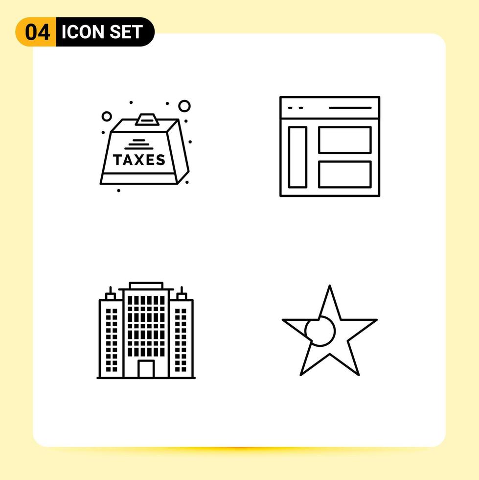 Pictogram Set of 4 Simple Filledline Flat Colors of charge user payable interface architecture Editable Vector Design Elements