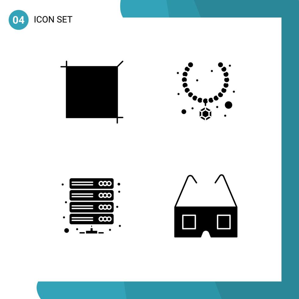 Group of 4 Modern Solid Glyphs Set for crop server jewel gift vpn Editable Vector Design Elements