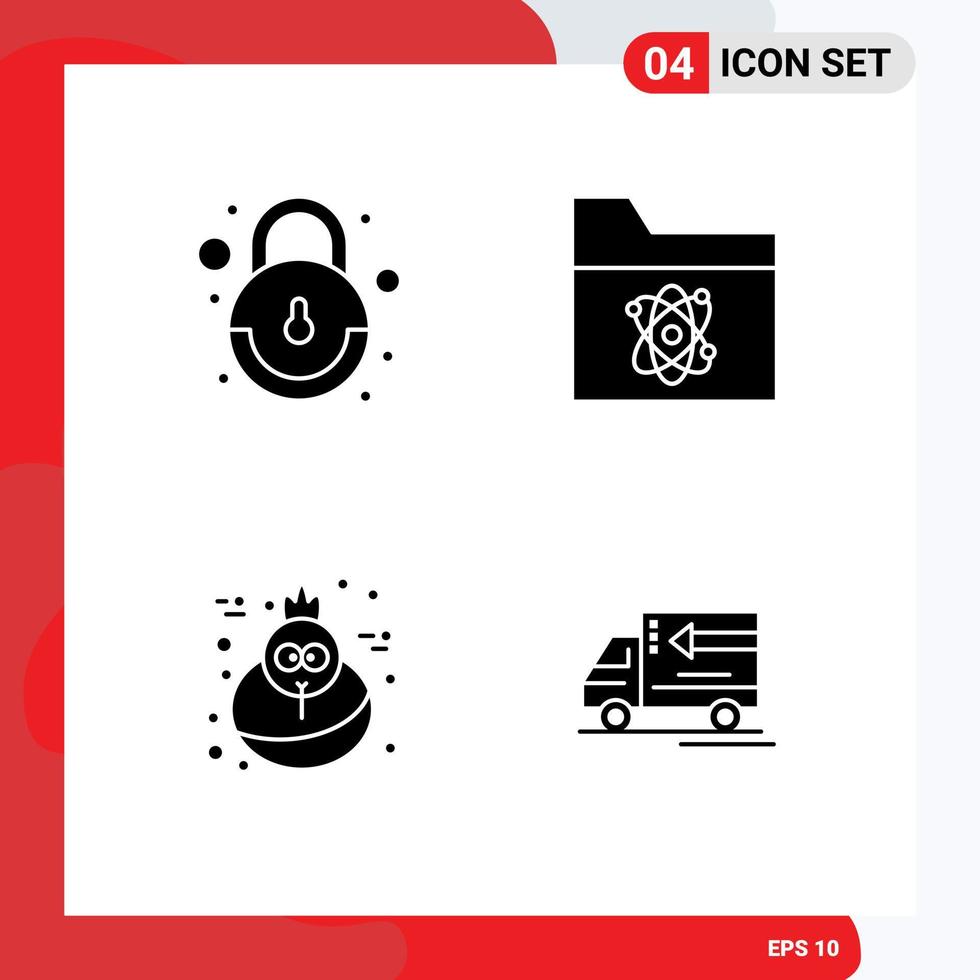 4 Creative Icons Modern Signs and Symbols of interface turkey atom space delivery Editable Vector Design Elements