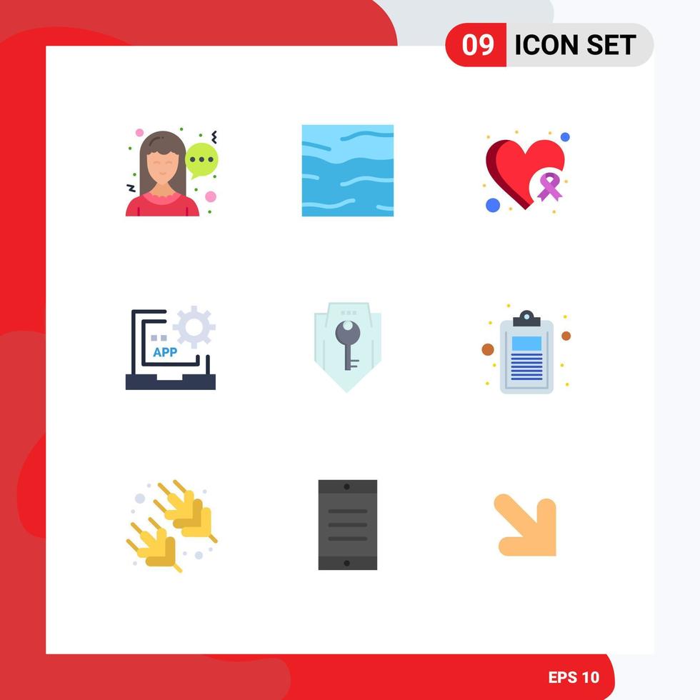 Modern Set of 9 Flat Colors and symbols such as access development breast develop app Editable Vector Design Elements