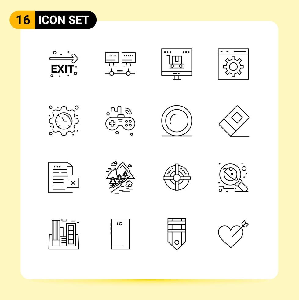 paquete de iconos de vector de stock de 16 signos y símbolos de línea para programación de reloj desarrollo de negocios codificación elementos de diseño de vector editables